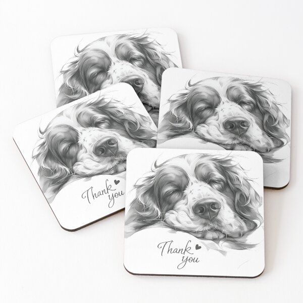 Item preview, Sleeping dog with thank you message in artistic style. designed and sold by MirraStore.