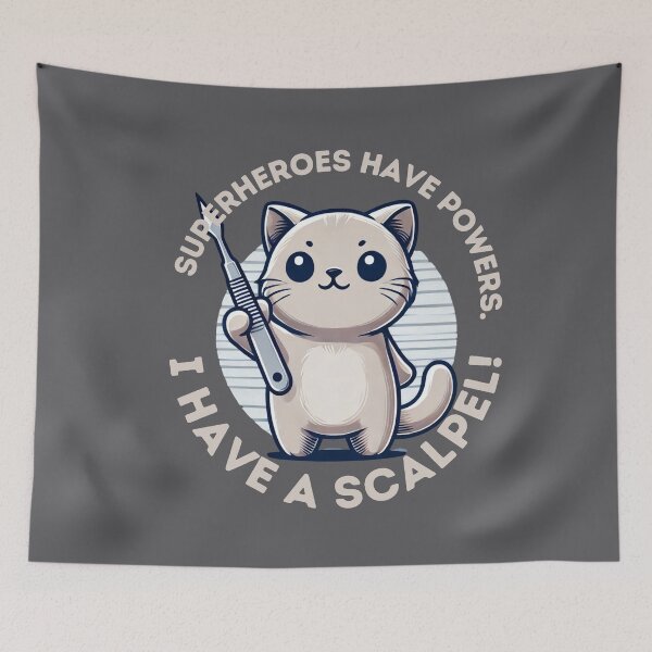 Item preview, Surgeon cat with scalpel funny quotes designed and sold by Meandmyshop.