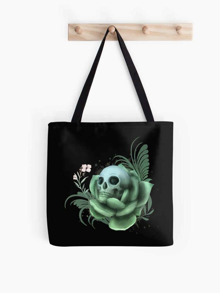 succulent skull dark tote bag