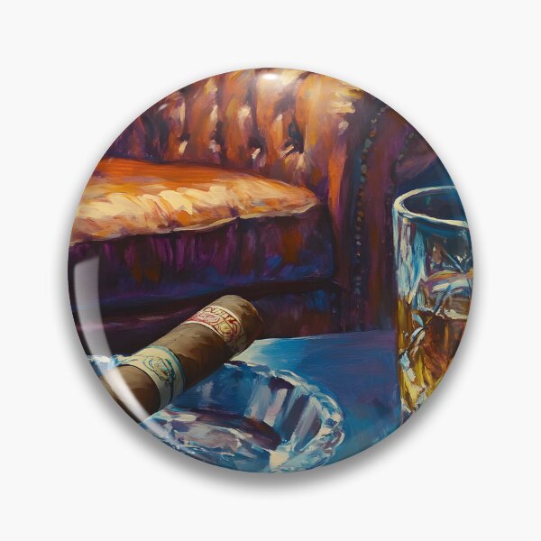 Item preview, Cozy Cigar Lounge - Plush Leather Sofa, Whiskey Glass, and Swirling Smoke in Warm Lighting designed and sold by OlfactoART Studio.