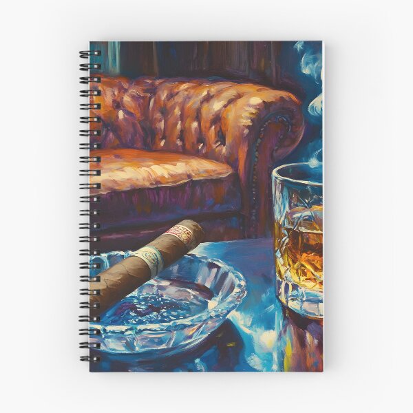Item preview, Cozy Cigar Lounge - Plush Leather Sofa, Whiskey Glass, and Swirling Smoke in Warm Lighting designed and sold by OlfactoART Studio.