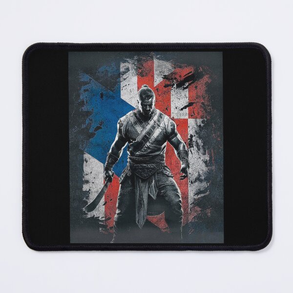 Item preview, Fierce Warrior with Machete | Dark Battle Art with Grunge Flag designed and sold by love3617.