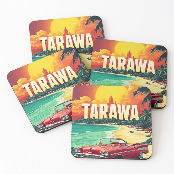 Artikelvorschau, Digitales Retro-Pop-Art-Poster von Tarawa | Vintage-Inselkunst | Tarawa-Stranddesign | Retro-Reisen entworfen und verkauft von PaintedPixels01.