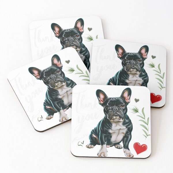 Item preview, French bulldog with thank you message and heart illustration. designed and sold by MirraStore.