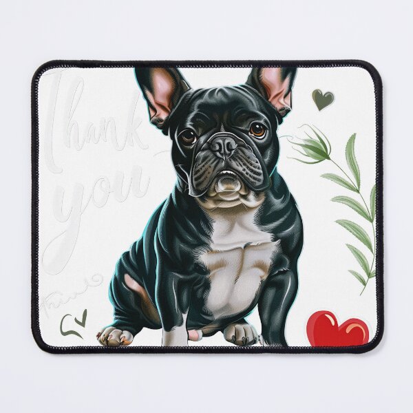 Item preview, French bulldog with thank you message and heart illustration. designed and sold by MirraStore.
