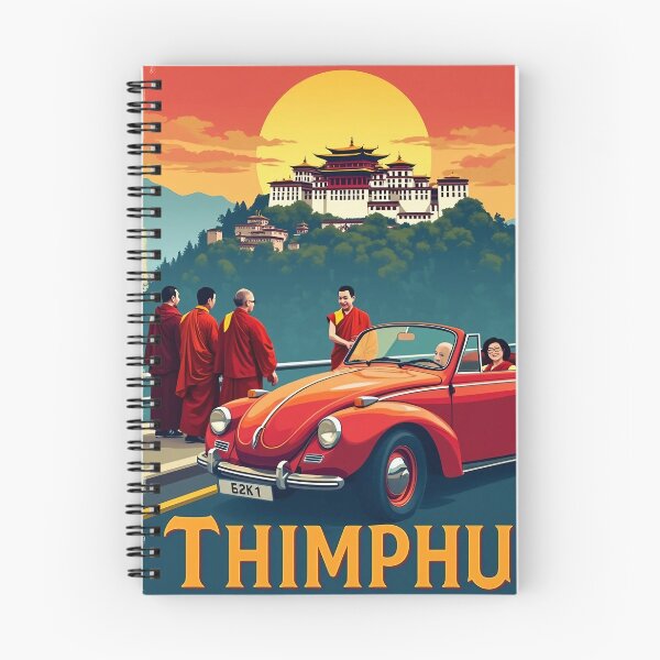 Item preview, Digital Retro Pop Art Poster of Thimphu | Vintage City Art Design | Colorful Bhutan Travel Poster | Thimphu Cityscape designed and sold by PaintedPixels01.