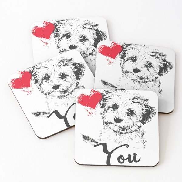 Item preview, Scruffy dog with heart and You message in sketch style. designed and sold by MirraStore.