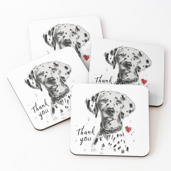 Item preview, Dalmatian with thank you text and heart sketch. designed and sold by MirraStore.