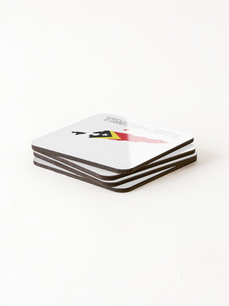 Thumbnail 4 of 5, Coasters (Set of 4), Timor-Leste Flag Map Design designed and sold by atomstartup.