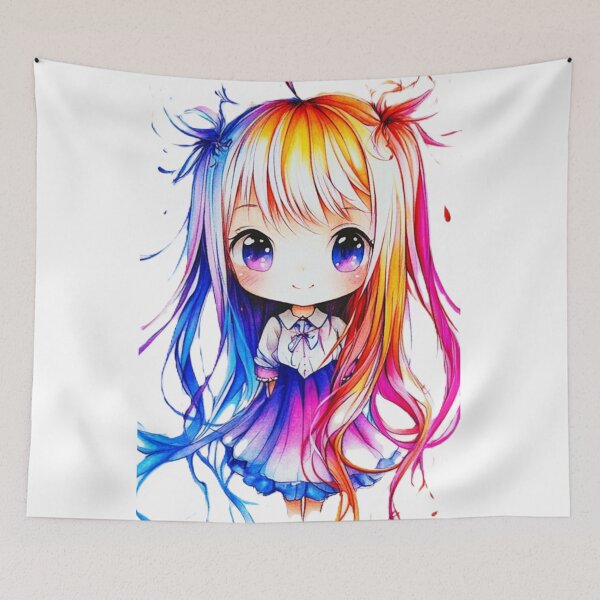Aperçu de l'œuvre Fille Chibi Magique – Dessin Fantastique d'Anime Mignon créée et vendue par InkDreamMotion.