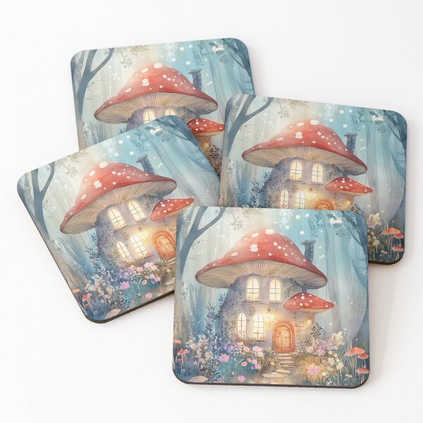 Item preview, Whimsical Mushroom Cottage in a Dreamy Forest designed and sold by SporeandCanvas.