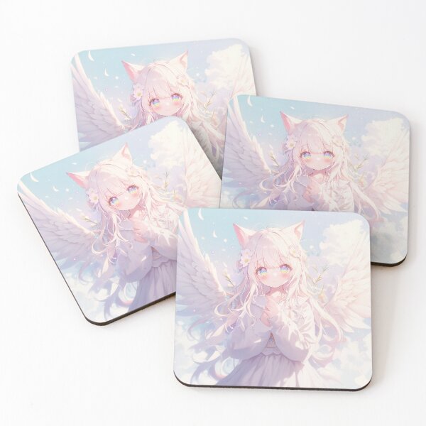 Item preview, Angelic Fox Girl with Wings – Dreamy Fantasy Anime Aesthetic designed and sold by Kawai Anime Shop.
