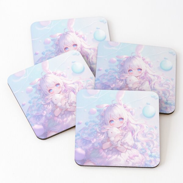 Item preview, Dreamy Pastel Bunny Girl – Soft Kawaii Fantasy Anime Art designed and sold by Kawai Anime Shop.