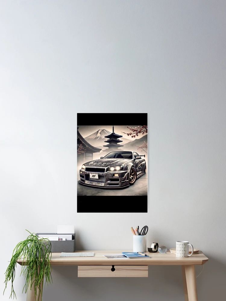 Thumbnail 2 of 3, Poster, Samurai Speed: R34 Skyline GT-R designed and sold by ThrottleNThread.