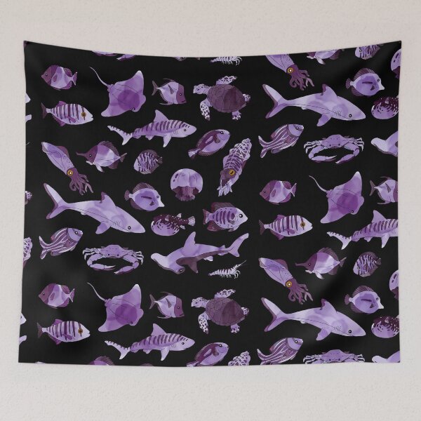 Item preview, Watercolour fish Dark Purple designed and sold by Caseymax.