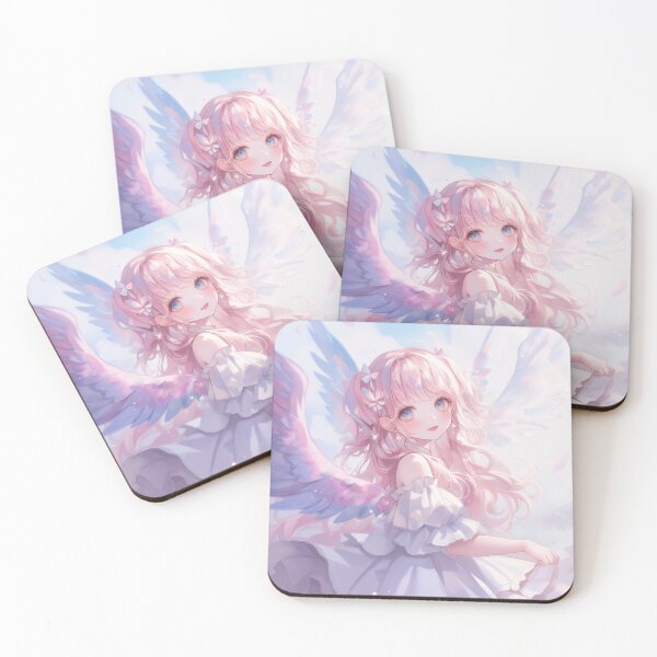 Item preview, Celestial Angelic Girl with Pastel Wings – Dreamy Fantasy Anime Art designed and sold by Kawai Anime Shop.