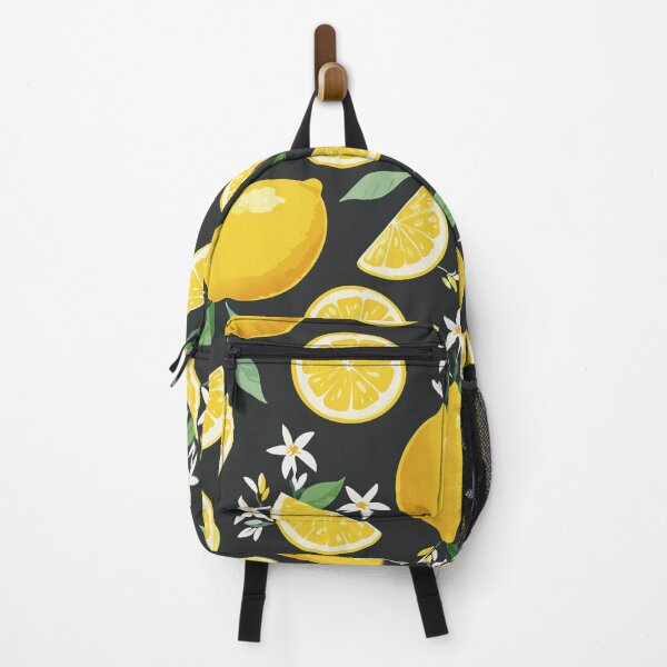 Item preview, Sliced and Whole Lemons with Blossoms on Black designed and sold by BADDAF.