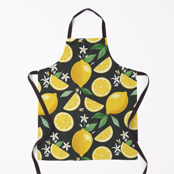 Item preview, Sliced and Whole Lemons with Blossoms on Black designed and sold by BADDAF.