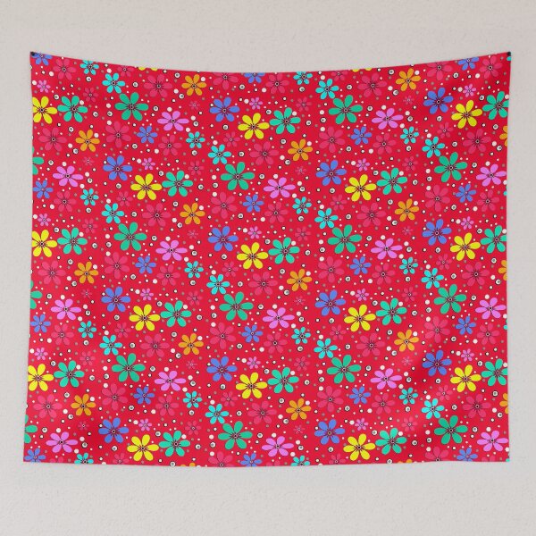 Item preview, Summer bright colorful floral retro pattern designed and sold by fuzzyfox.
