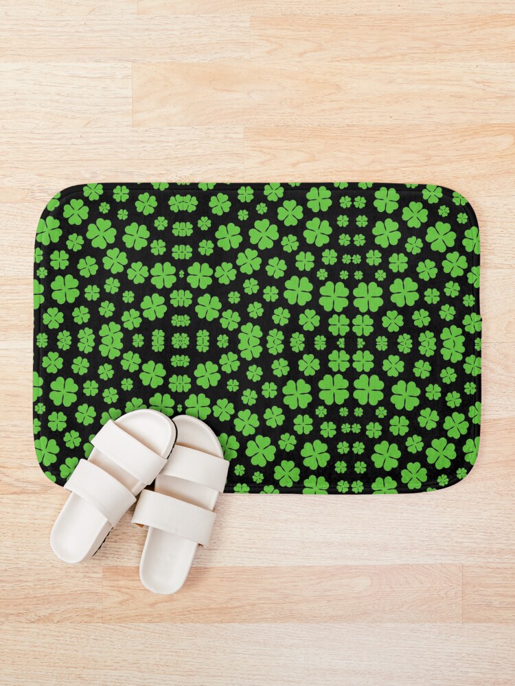 Thumbnail 1 of 6, Bath Mat, Repeating Shamrock Pattern St Patrick's Day Pattern designed and sold by FestivityFinds.