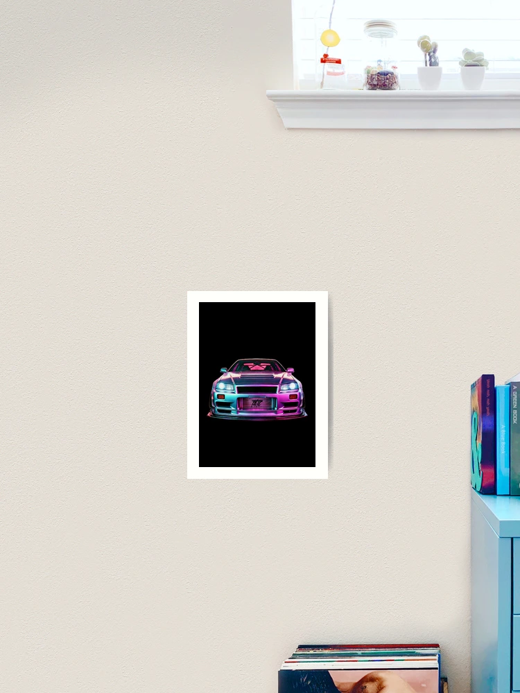 Thumbnail 2 of 3, Art Print, Spectrum Speed: R34 Skyline GT-R Front designed and sold by ThrottleNThread.