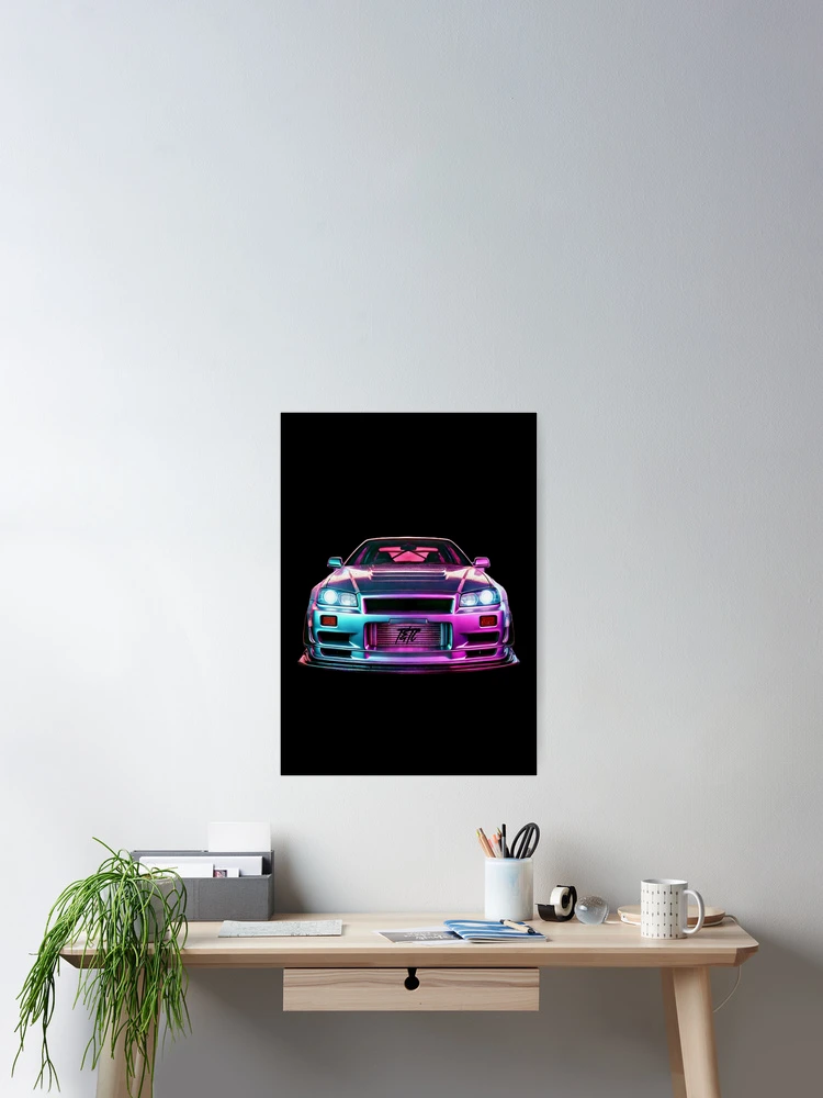 Thumbnail 2 of 3, Poster, Spectrum Speed: R34 Skyline GT-R Front designed and sold by ThrottleNThread.