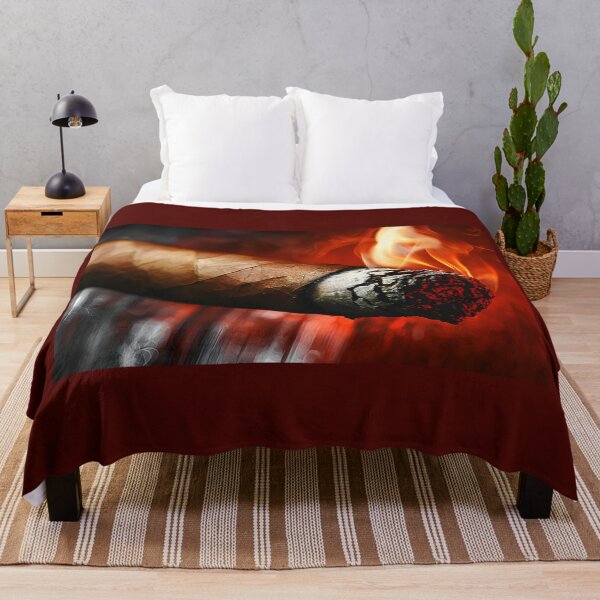 Item preview, Fiery Focus - Close-Up of Burning Cigar with Glowing Embers and Swirling Smoke designed and sold by OlfactoART Studio.