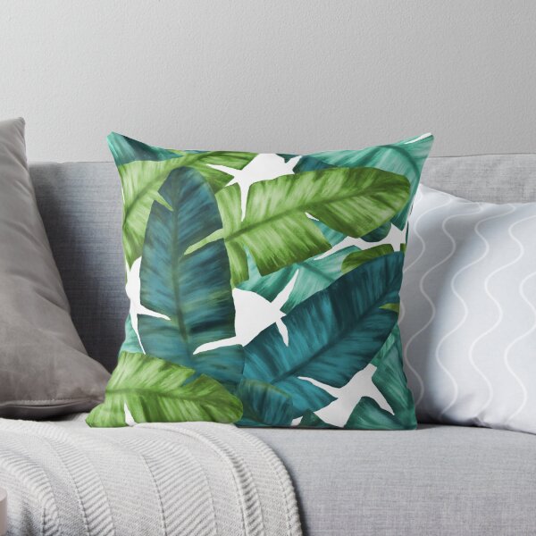 Tropical Banana Leaves Unique Pattern Throw Pillow