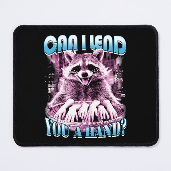 Item preview, Can I Lend You a Hand? Funny Raccoon Vintage 90's Bootleg HipHop Street Cat Trash Panda designed and sold by VillainForever.