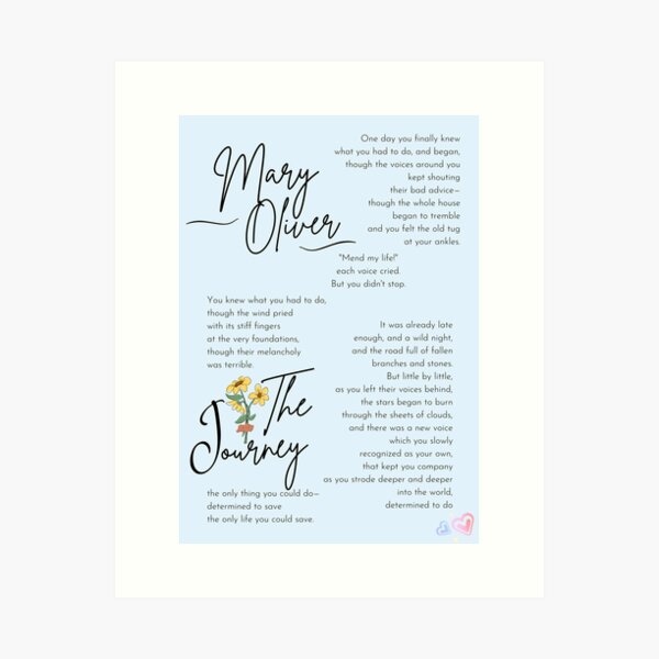 Artikel-Vorschau von Wandposter und Karten: Das Reisegedicht von Mary Oliver, designt und verkauft von Poeticrituation.