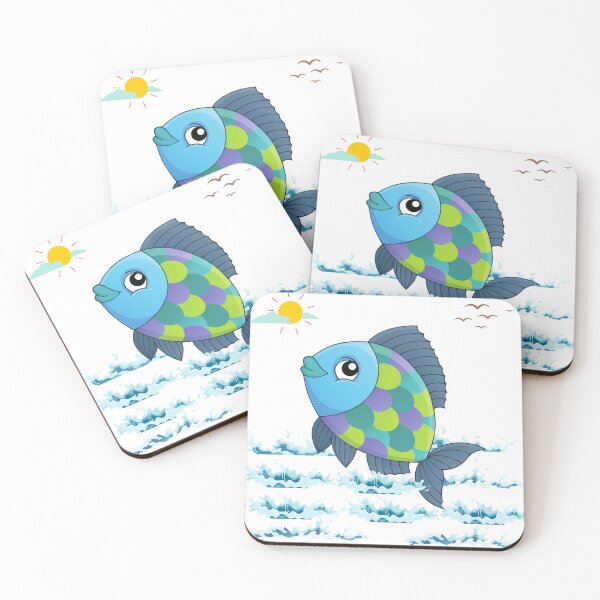 Item preview, Fish with a sun and birds in the sky above water                  designed and sold by LaUnArt.