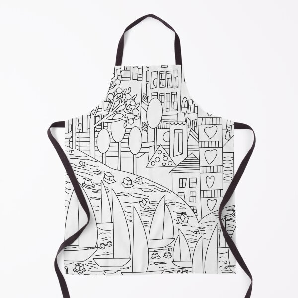 Item preview, Scenery city on a bank of a river black outline coloring pages designed and sold by chuckletuckle.