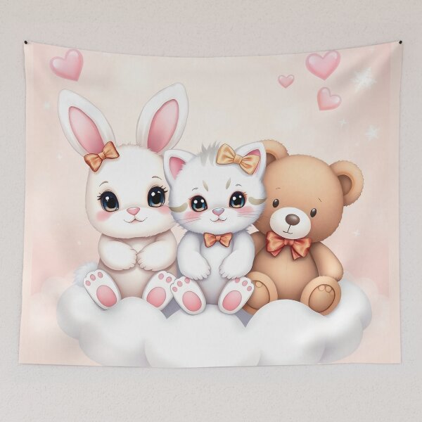 Artikelvorschau, Aufgemotzter Kawaii-Hase, Kätzchen und Teddybär – Pastel Cutecore entworfen und verkauft von svarupa.