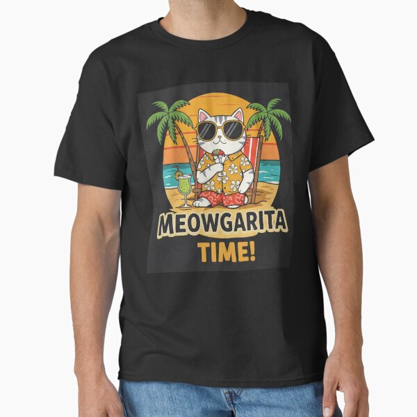Vista previa del artículo con la obra «Gato cool disfrutando de una margarita tropical», diseñado y vendido por AgingeR.