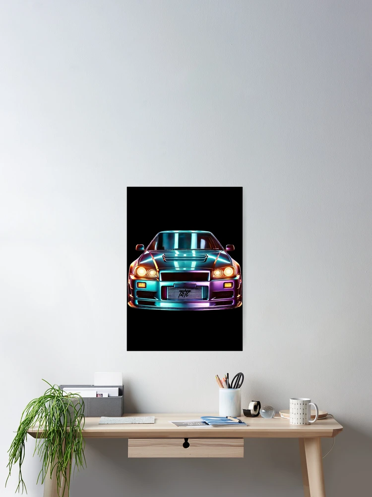 Thumbnail 2 von 3, Poster, Cyber Drive: R34 Skyline GT-R – Front designt und verkauft von ThrottleNThread.