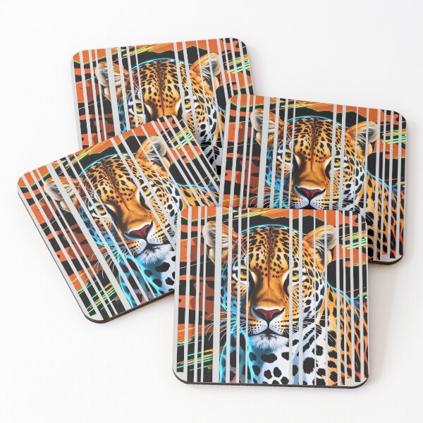 Item preview, Sliced Jaguar Portrait Geometric Fragmentation and Vibrant Orange Contrast designed and sold by CamouflageLab.