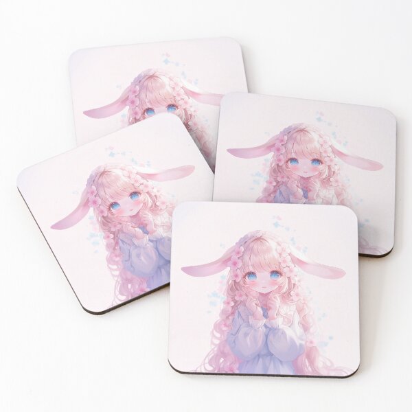 Item preview, Soft Pastel Bunny Girl with Floral Crown – Dreamy Kawaii Anime Art designed and sold by Kawai Anime Shop.