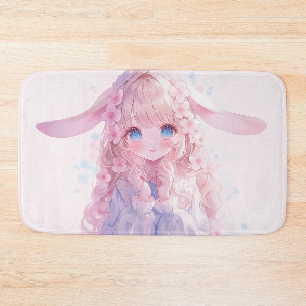 Item preview, Soft Pastel Bunny Girl with Floral Crown – Dreamy Kawaii Anime Art designed and sold by Kawai Anime Shop.