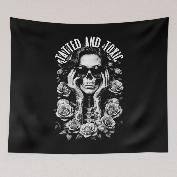 Item preview, Tatted And Toxic Gothic Tattooed Skeleton Girl Roses Ink designed and sold by GrandeDuc.