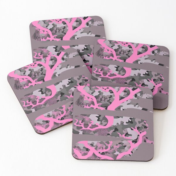 Item preview, Pink Branch Camo Stripes Abstract Tree Silhouettes Over Layered Camouflage designed and sold by CamouflageLab.