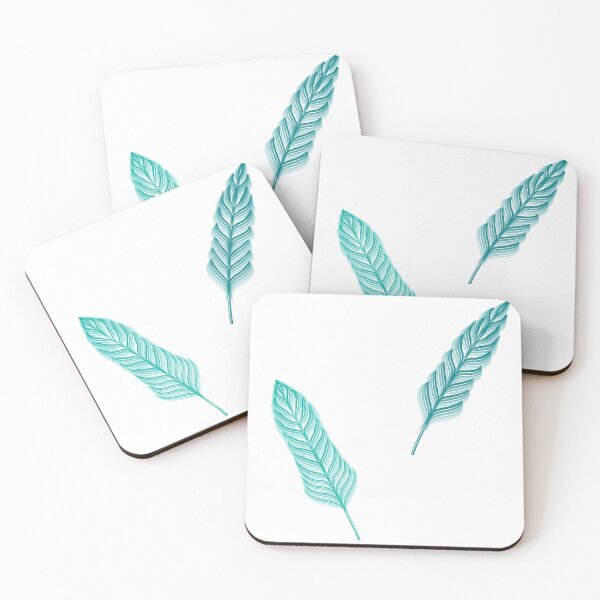 Item preview, Aqua Feathers on White designed and sold by katzenfloofder.