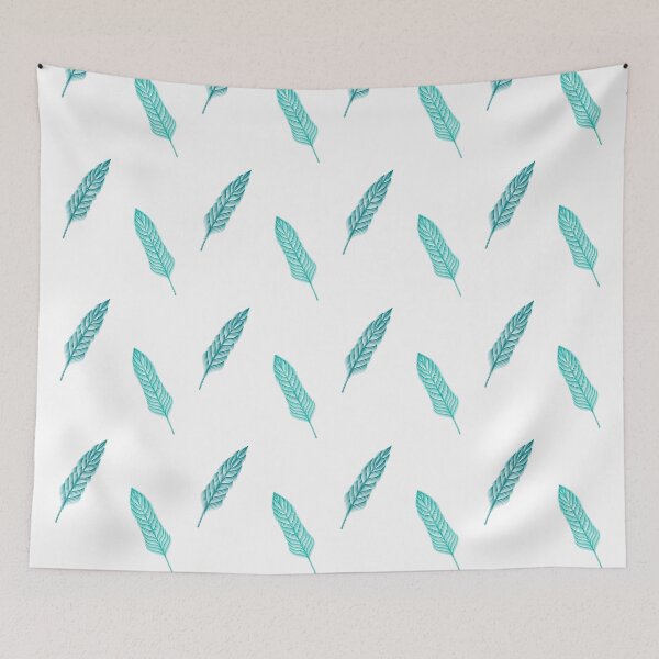 Item preview, Aqua Feathers on White designed and sold by katzenfloofder.