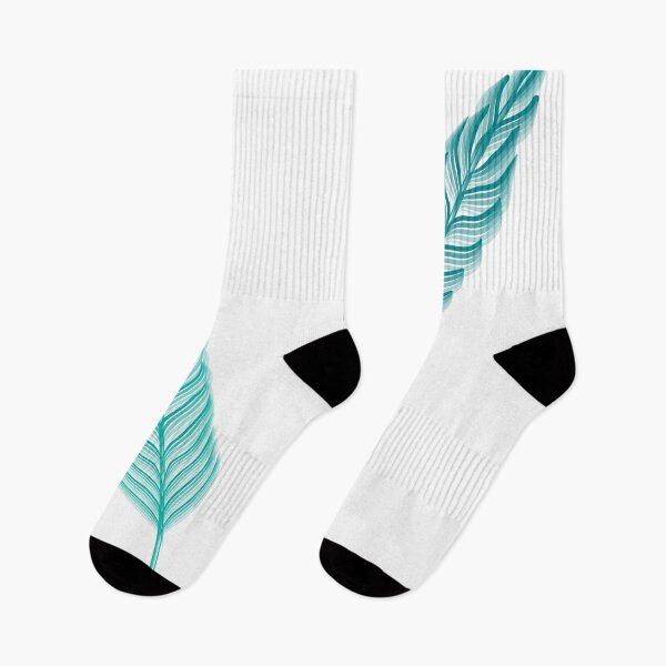 Item preview, Aqua Feathers on White designed and sold by katzenfloofder.