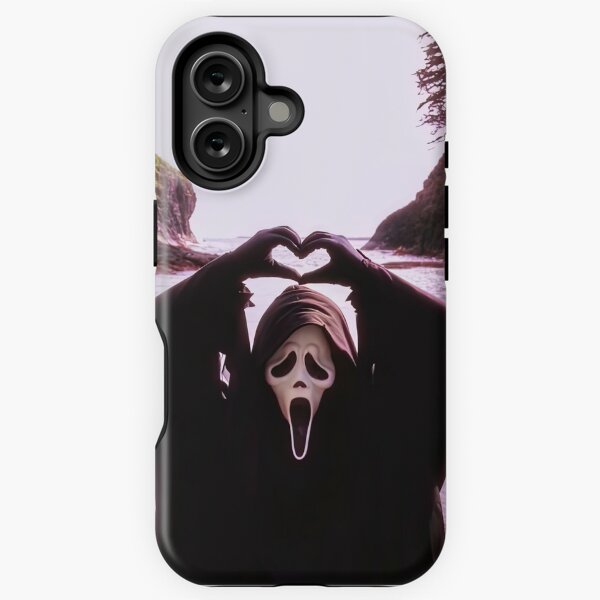 Vista previa del artículo con la obra «Película Scream Ghostface Spooky Love, diseño vintage de manos en forma de corazón de Ghostface», diseñado y vendido por YubitaLeLe.