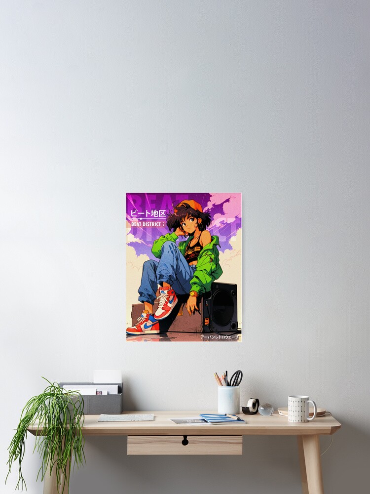 90s Retro Beats Girl Poster