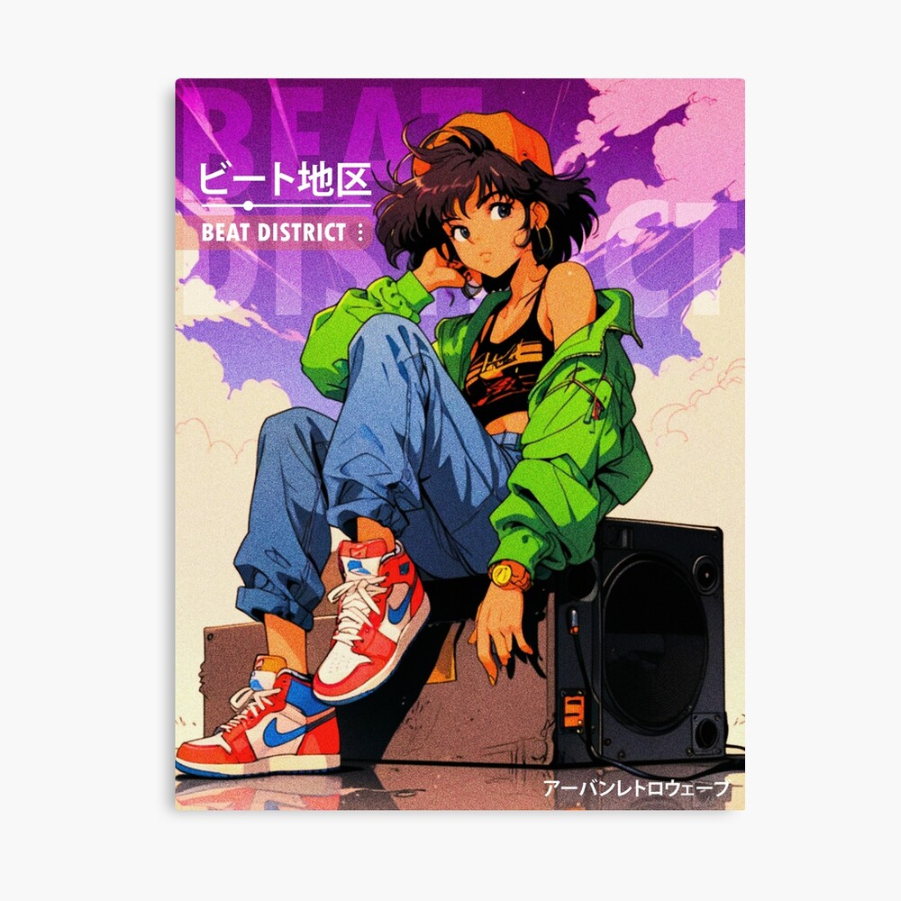 90s Retro Beats Girl Poster
