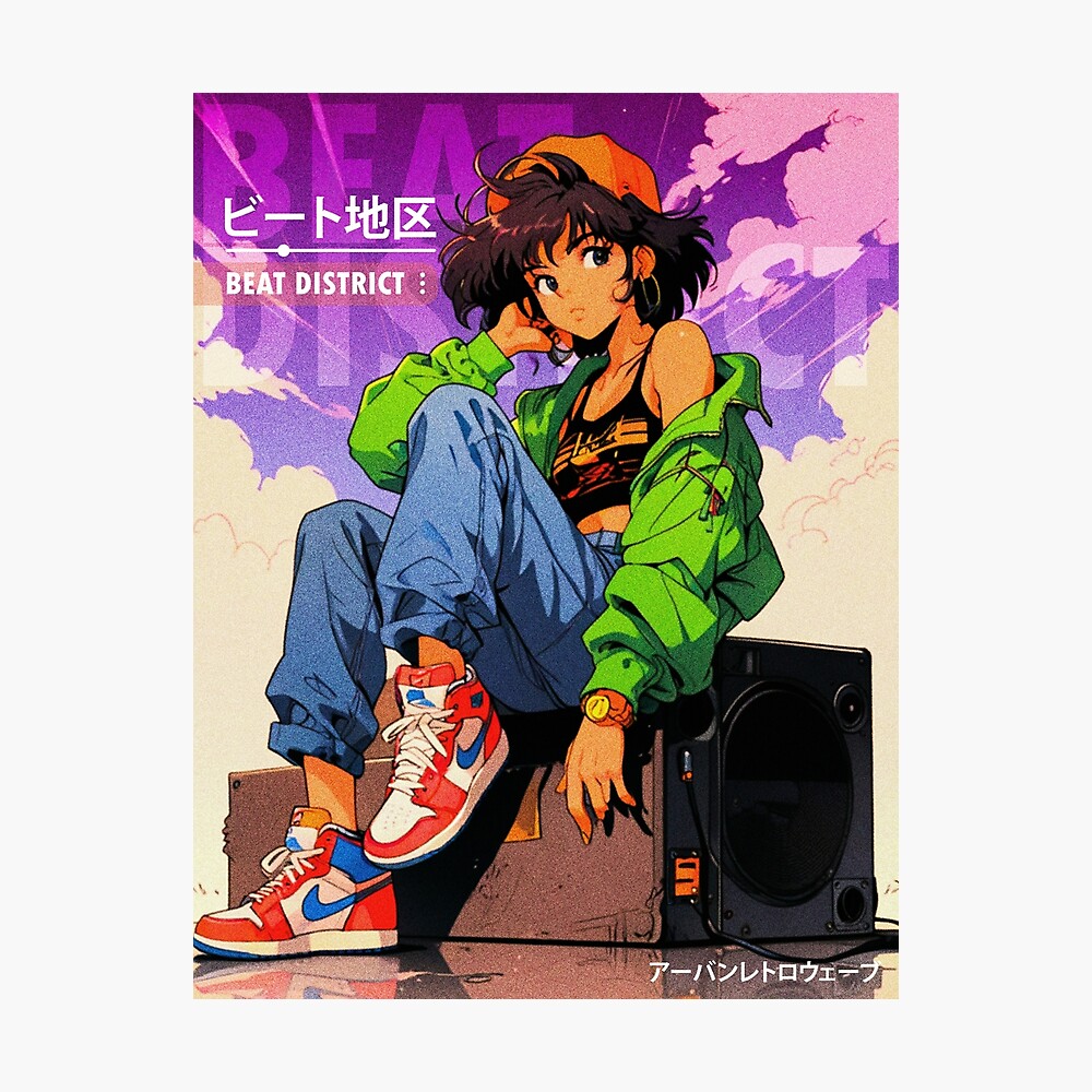 90s Retro Beats Girl Poster