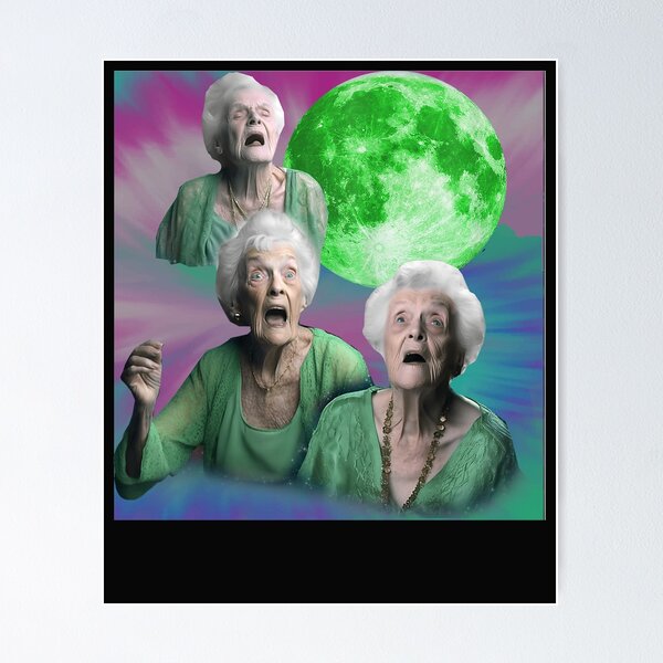 Item preview, Old Ladys Howling Moon 3 Head Funny Weird Cursed  designed and sold by MOHAMED FRASER.