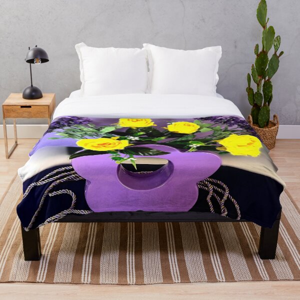 Item preview, Purple Vase with Purple and Yellow Flowers designed and sold by TeAnne.