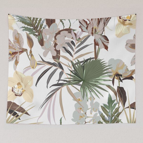 Item preview, Beautiful vintage Floral pattern in the many kind of flowers, palm leaves. designed and sold by MatyKotiv.